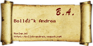 Bollók Andrea névjegykártya